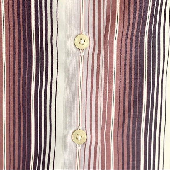 THOMAS PINK 100% Cotton Striped Button Up Shirt Plum White - Picture 4 of 16